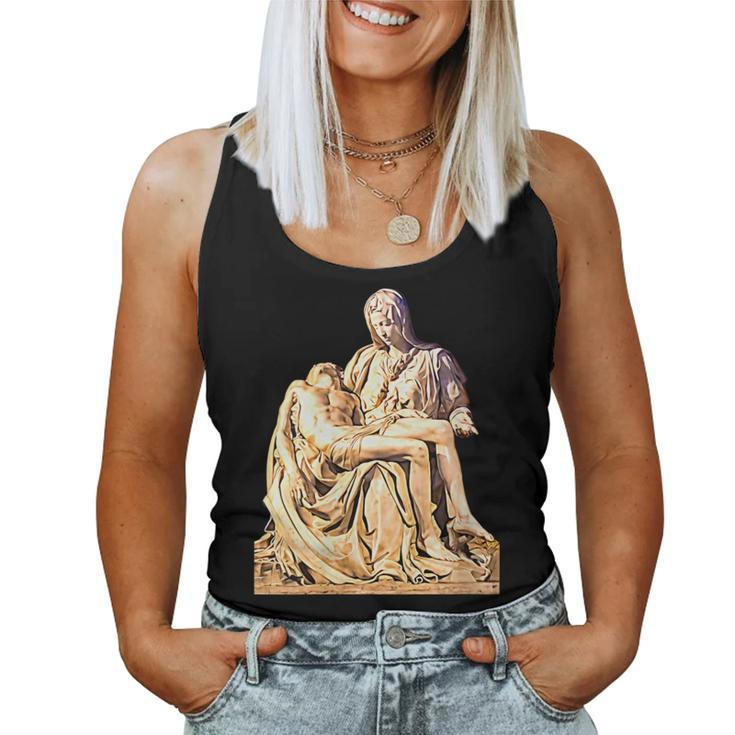 Italian Sculptor Michelangelo Pieta Statue Jesus Mother Mary Women Tank Top