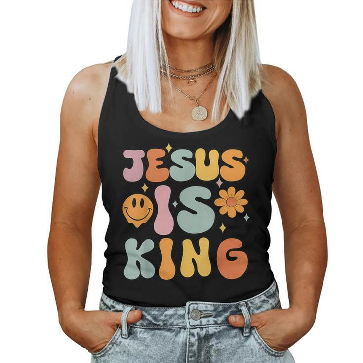 Jesus Is King Groovy Christian- Cute Toddler Girl Women Tank Top