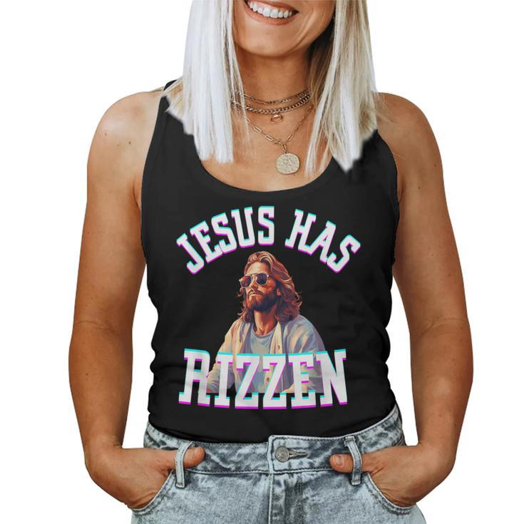 Jesus Has Rizzen Christian Meme Novelty Jesus Christ Women Tank Top