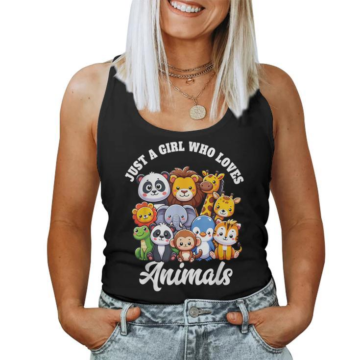 Just A Girl Who Loves Animals Wild Cute Zoo Animals Girls Women Tank Top