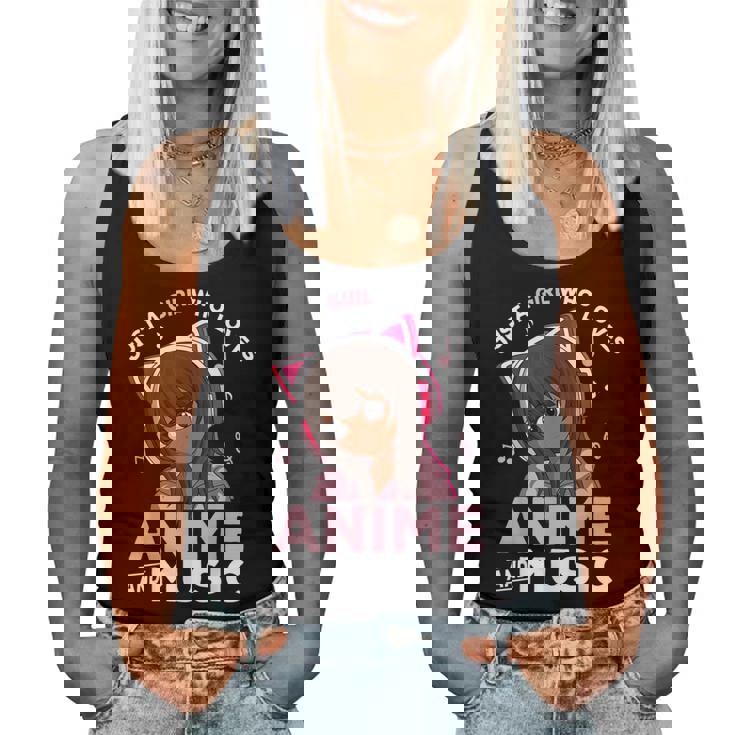 Just A Girl Who Loves Anime And Music Black Girl Anime Merch Women Tank Top