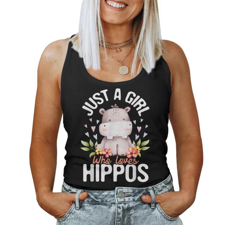 Just A Girl Who Loves Hippos Hippopotamus Hippo Lover Women Tank Top