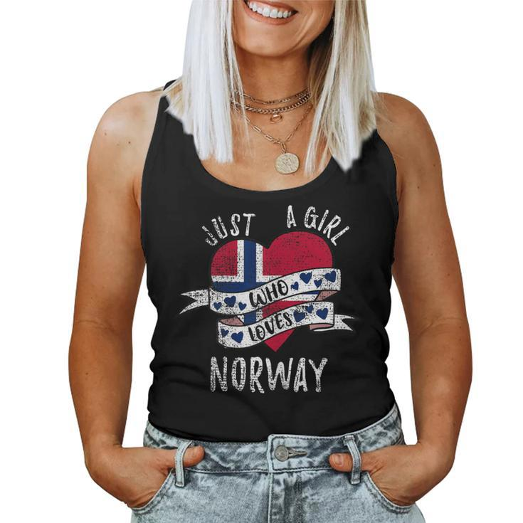 Just A Girl Who Loves Norway Vintage Women Tank Top
