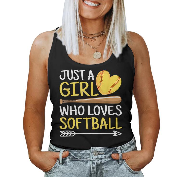 Just A Girl Who Loves Softball Cute Softball Lover Women Tank Top