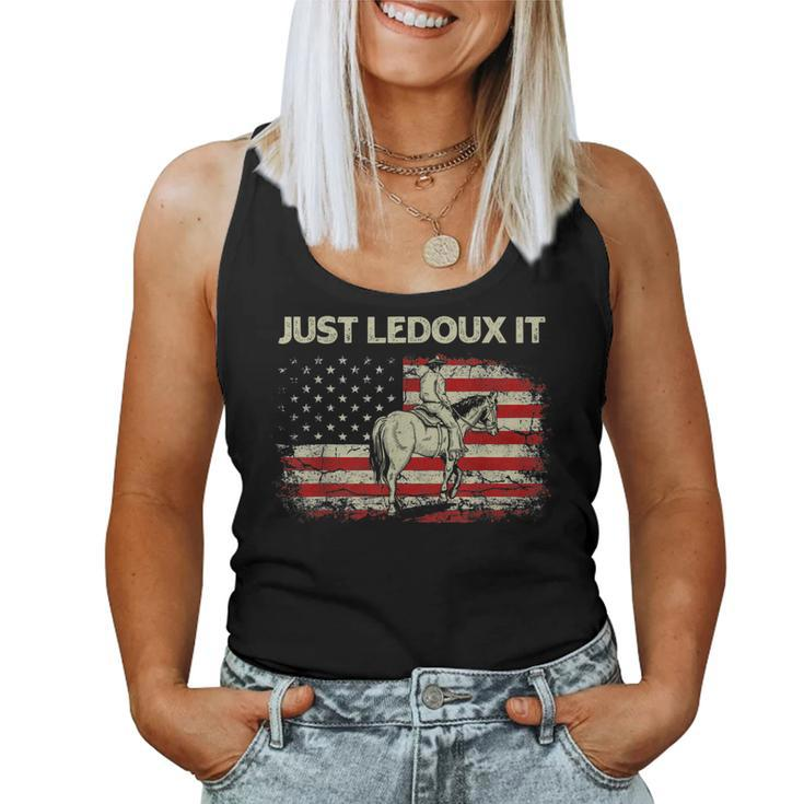 Just Ledoux It Cowboy Whiskey Wine Lover Vintage Usa Flag Women Tank Top