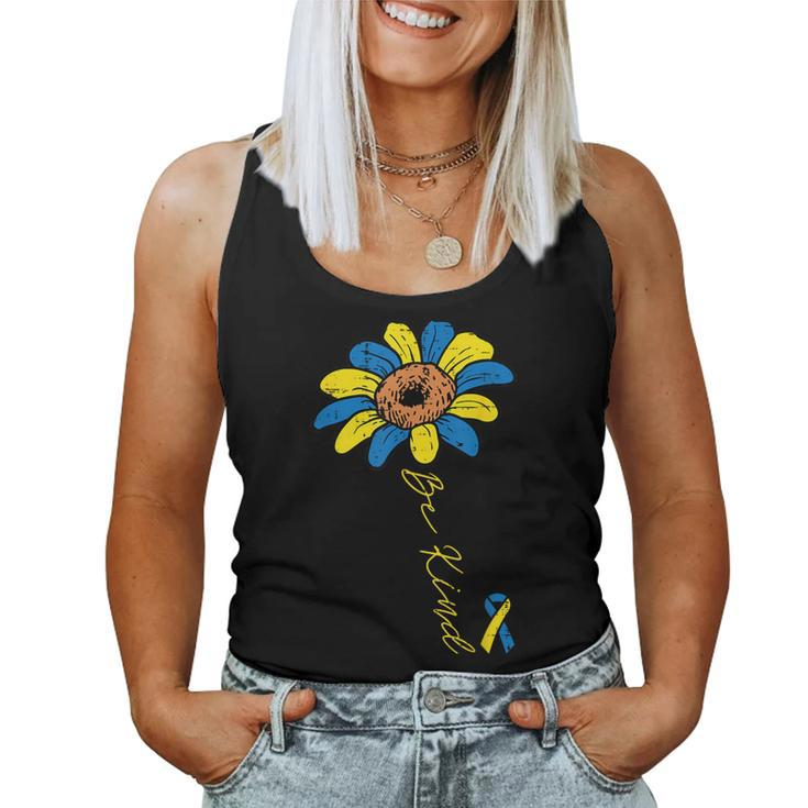 Be Kind Flower Down Syndrome Ribbon Awareness T21 Girl Women Tank Top
