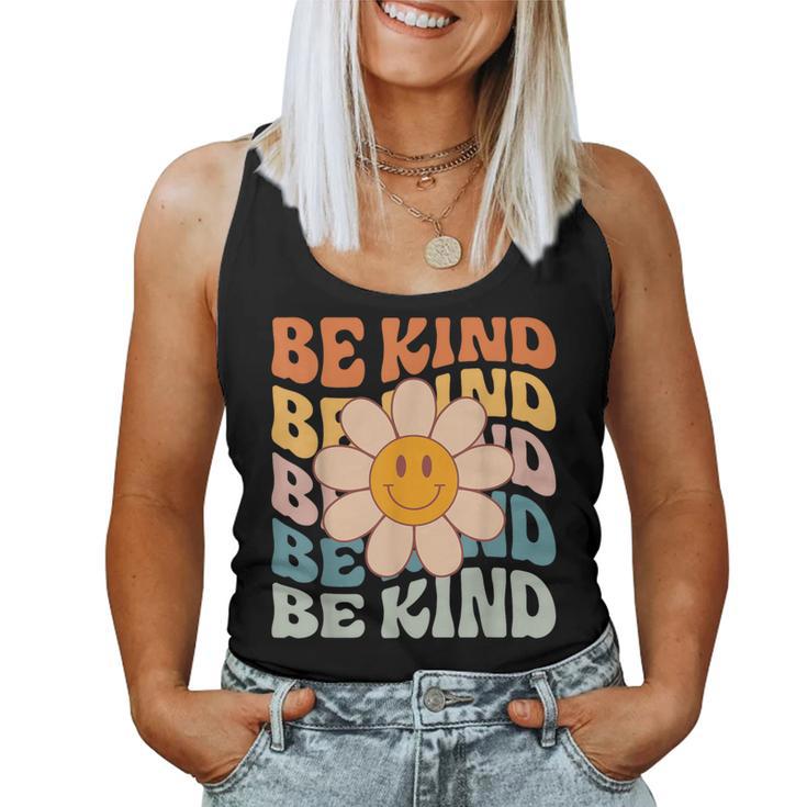 Be Kind Retro Groovy Daisy Kindness Inspirational Be Kind Women Tank Top