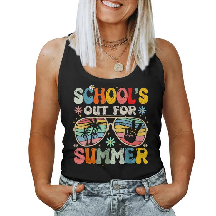 Last Day Of School Groovy School's Out For Summer Teacher Women Tank Top