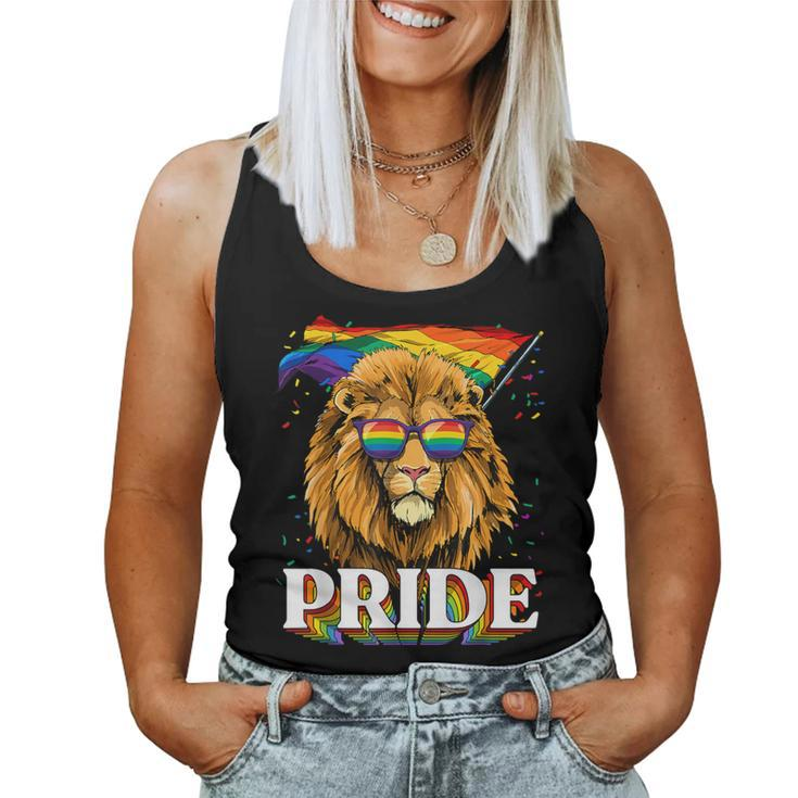 Lgbt Lion Gay Pride Lgbtq Rainbow Flag Sunglasses Women Tank Top