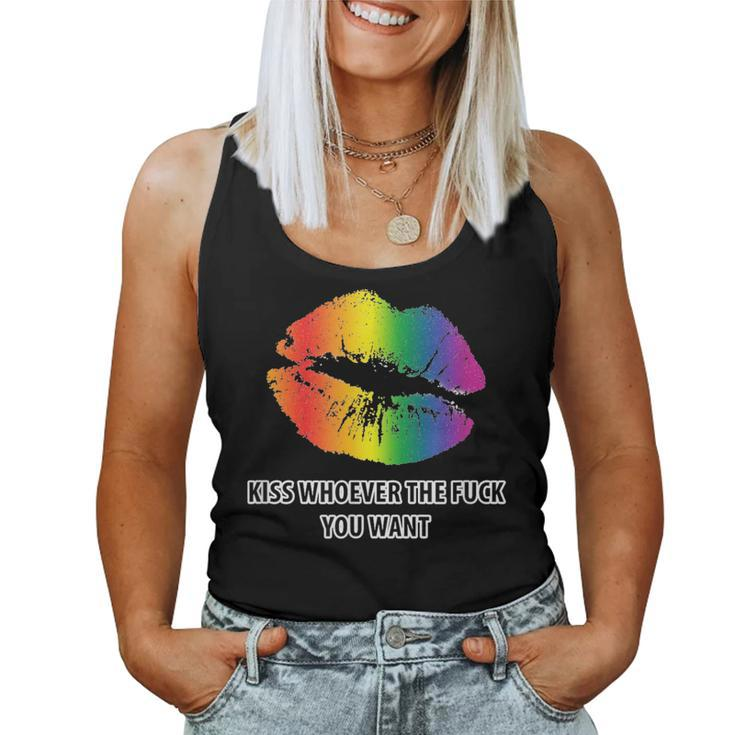 Lgbt Rainbow Kiss Whoever The Fuck You Want Women Tank Top