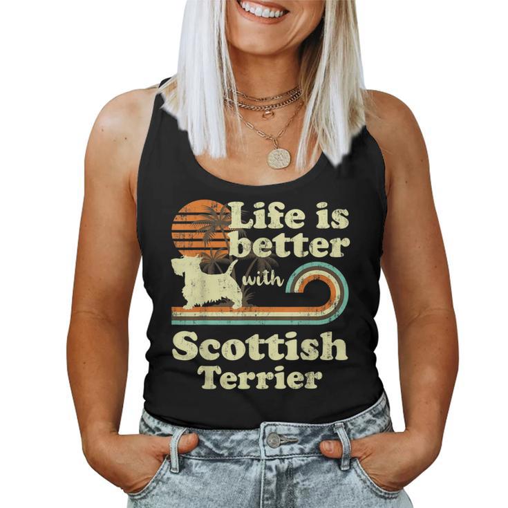 Life Better Scottish Terrierintage Hund Mama Papa Tank Top Frauen