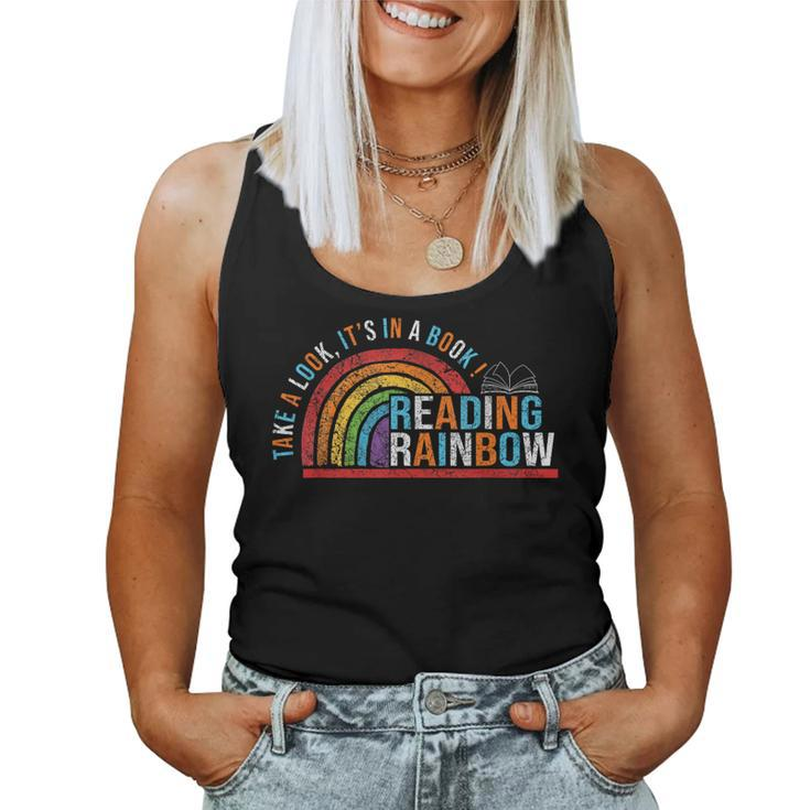 Take A Look A Book Vintage Reading Librarian Rainbow Women Tank Top