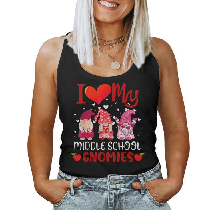 I Love My Middle School Gnomies Valentine's Day Teacher Women Tank Top