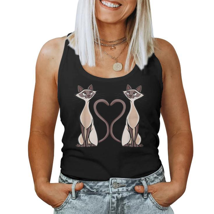 Love Siamese Cat Heart Kitten Cat Girl Women Women Tank Top