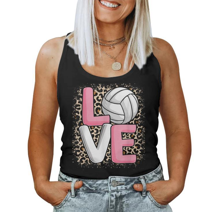 Love Volleyball Leopard Print Girls Volleyball Lover Women Tank Top