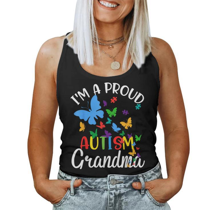 I M A Proud Autism Grandma Butterflies Autism Awareness Women Tank Top