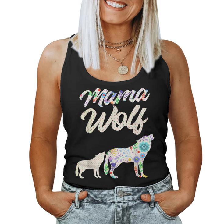 Mama Wolf Floral Wolf Mutter Mit Junges Für Wolf Muttertag Tank Top Frauen