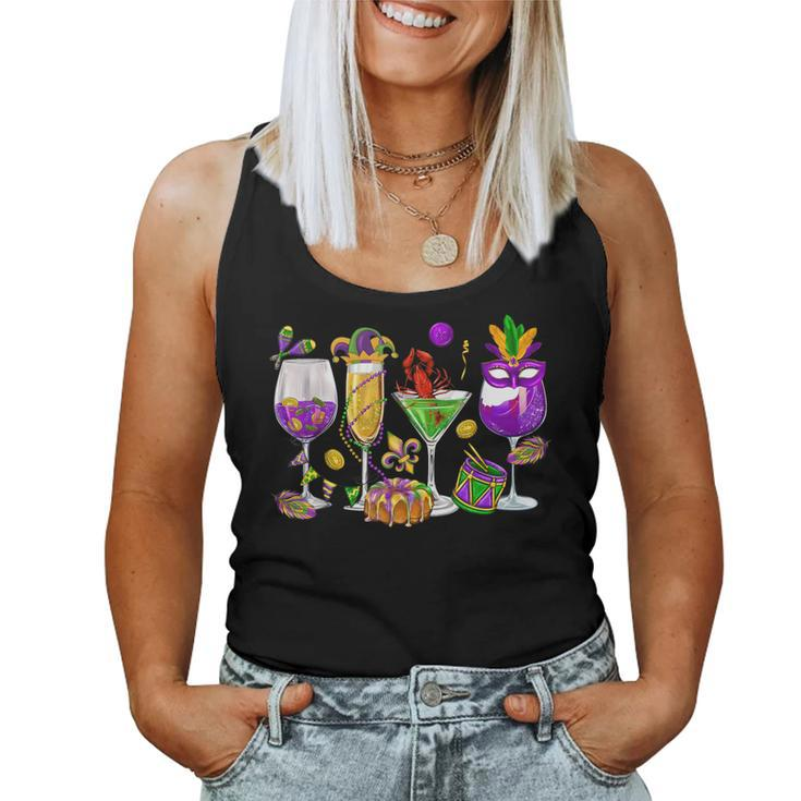 Mardi Gras Glass Of Wine Drinking Team Wine Festival Parade Women Tank Top