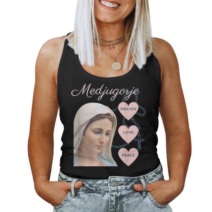 Medjugorje Rosary Prayer Love Peace Blessed Mother Of Jesus Women Tank Top