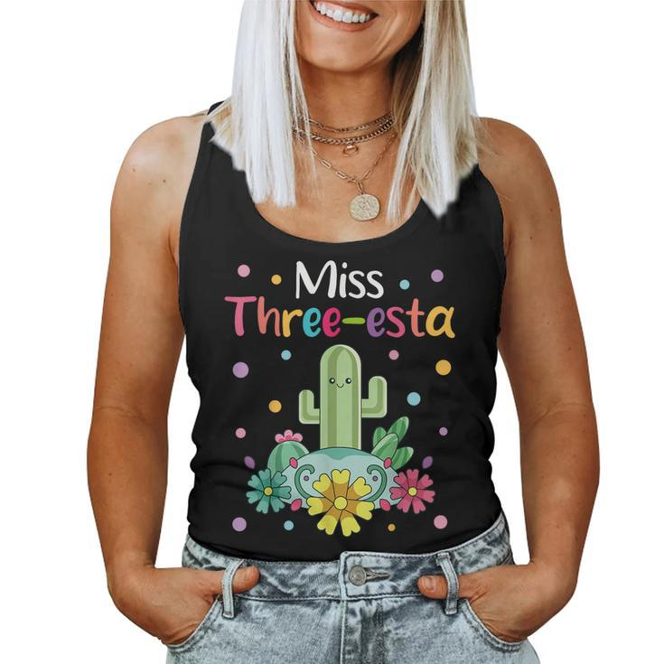 Miss Three-Esta Fiesta Cactus 3Rd Birthday Party Outfit Women Tank Top