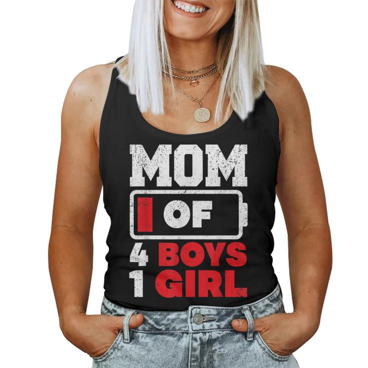 Mom Of 4 Boys And 1 Girl Battery Low Mother's Day Women Tank Top