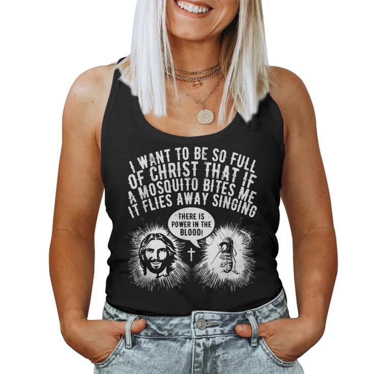 Mosquito Joke Christian Bible Jesus Power In The Blood Women Tank Top