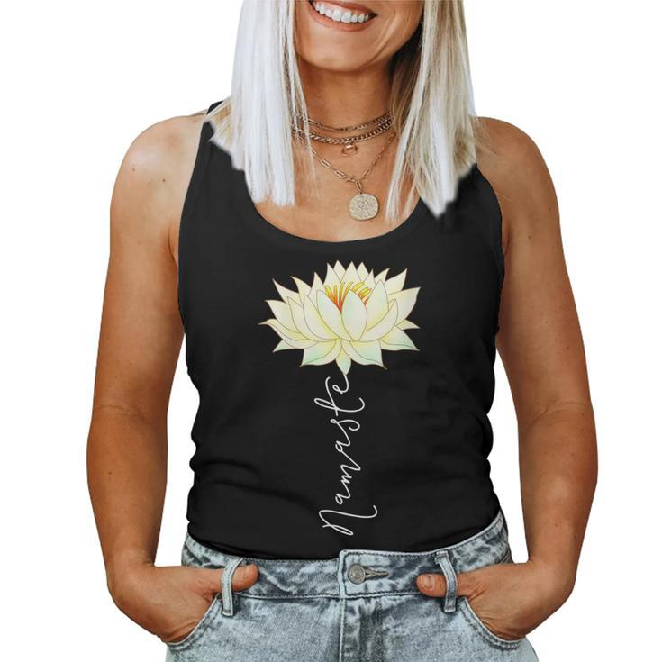 Namaste Yoga Saying Yellow White Lotus Flower Boho Zen Women Tank Top