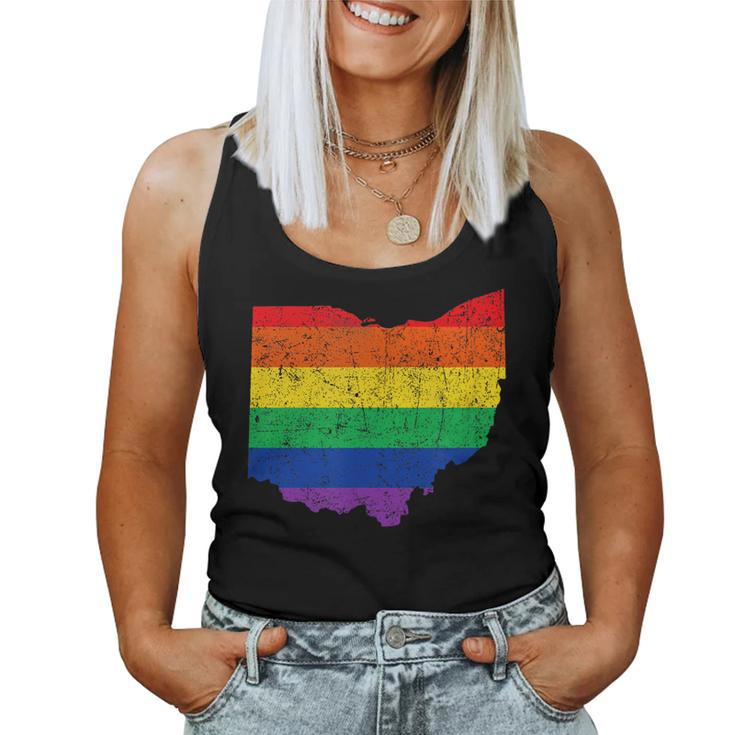 Ohio Map Gay Pride Rainbow Flag Lgbt Support Women Tank Top