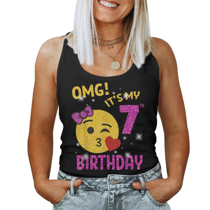 Omg It's My 7Th Birthday Girl Cute 7 Yrs Old Birthday Party Women Tank Top