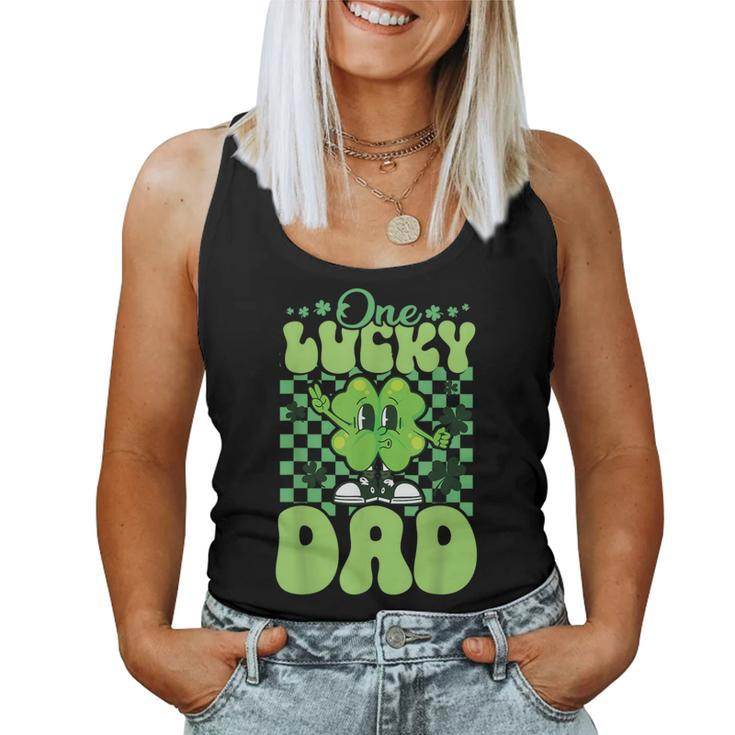 One Lucky Dad Groovy Retro Dad St Patrick's Day Women Tank Top