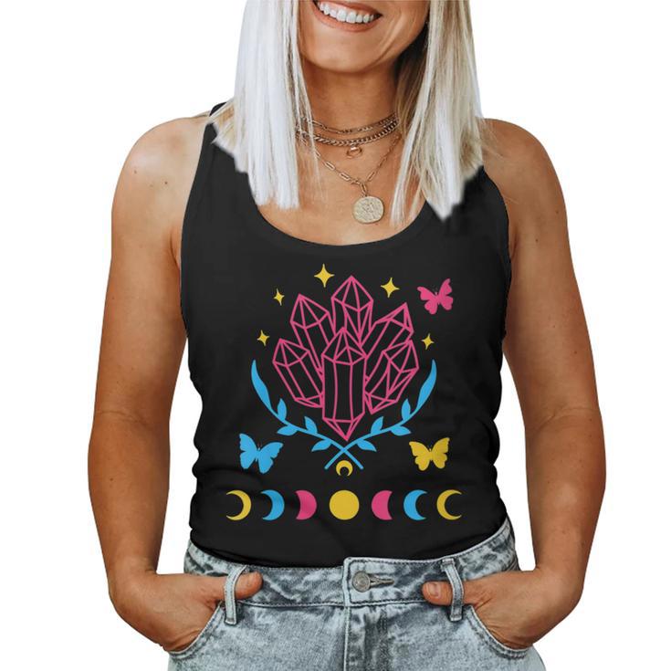 Pansexual Subtle Pan Pride Lgbtq Subtle Moon Phase Crystals Women Tank Top