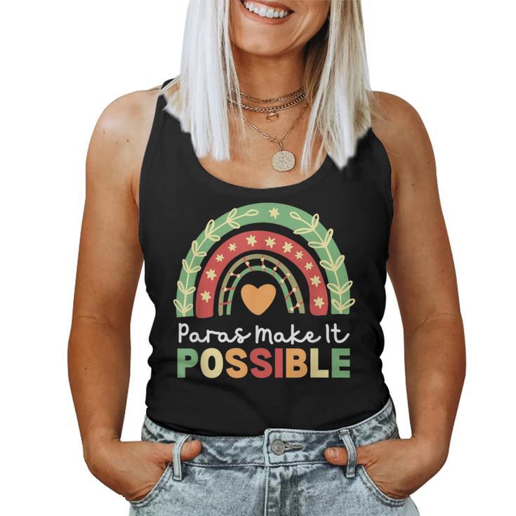 Paras Make It Possible Paraprofessional Rainbow Heart Cute Women Tank Top