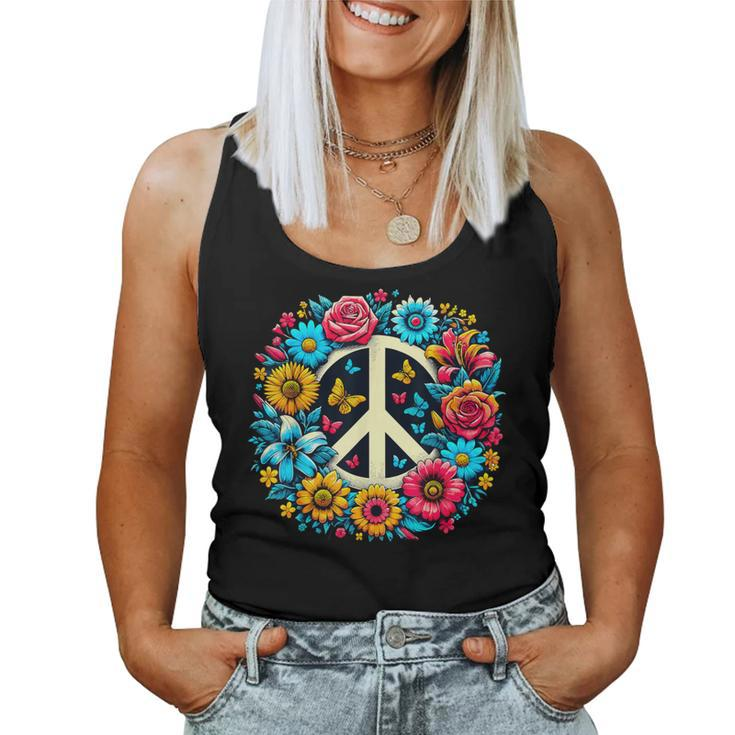 Peace Love Groovy Peace Sign Women Tank Top