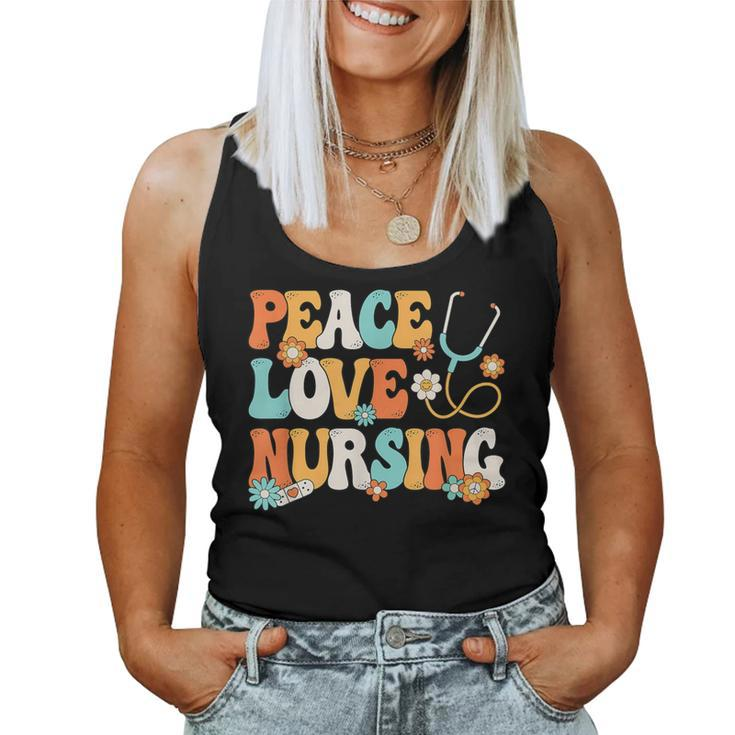 Peace Love Nursing Groovy Nurse Women Tank Top