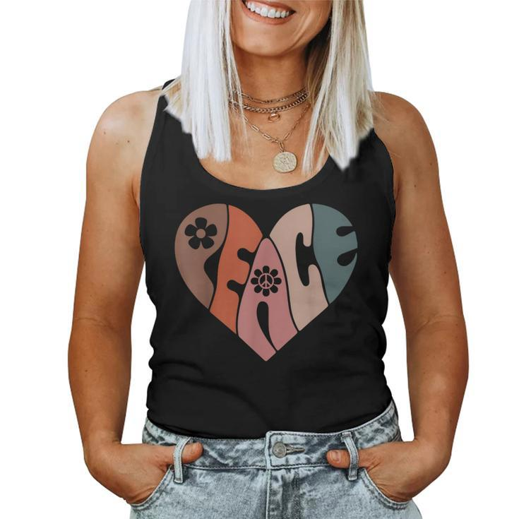 Peace Sign Love 60S 70S Costume Groovy Flower Hippie Party Women Tank Top
