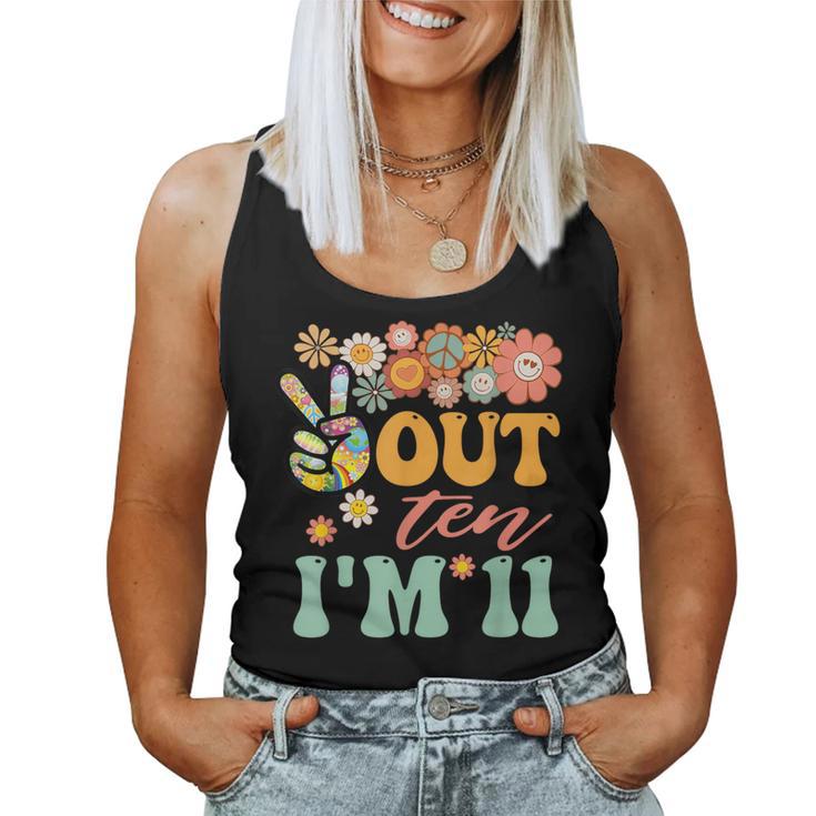 Peace Out Ten I'm 11 Groovy 11Th Happy Birthday Boy Girl Women Tank Top