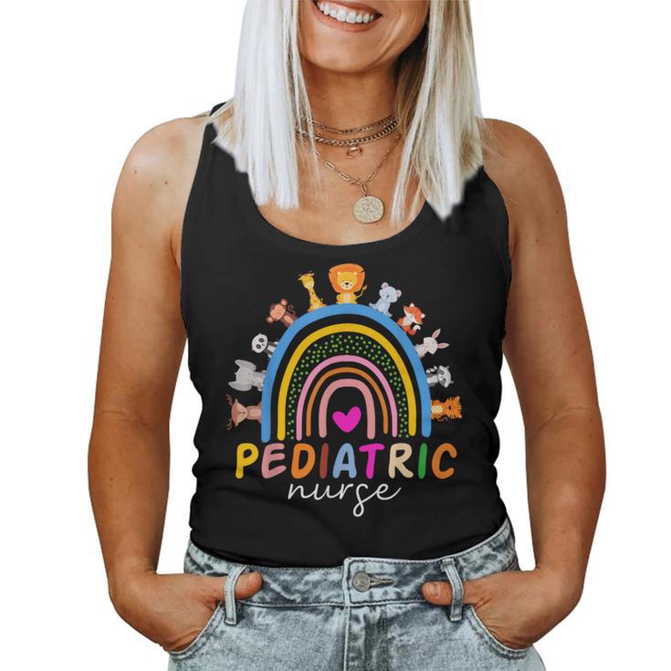 Pediatric Nurse Peds Rn Pediatrician Animals Rainbow Nursing Women Tank Top