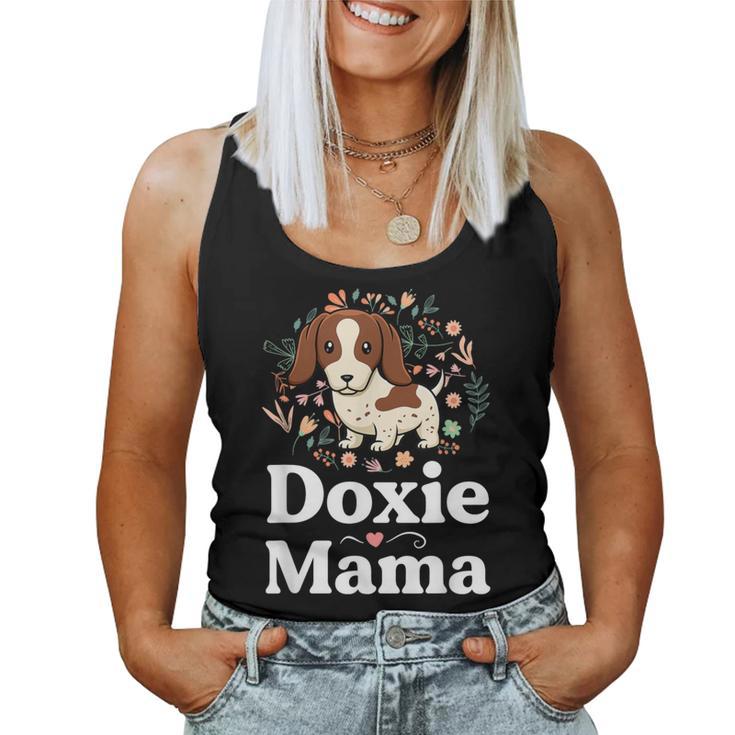 Piebald Dachshund Mom Doxie Mama Floral Dog Lover Women Tank Top