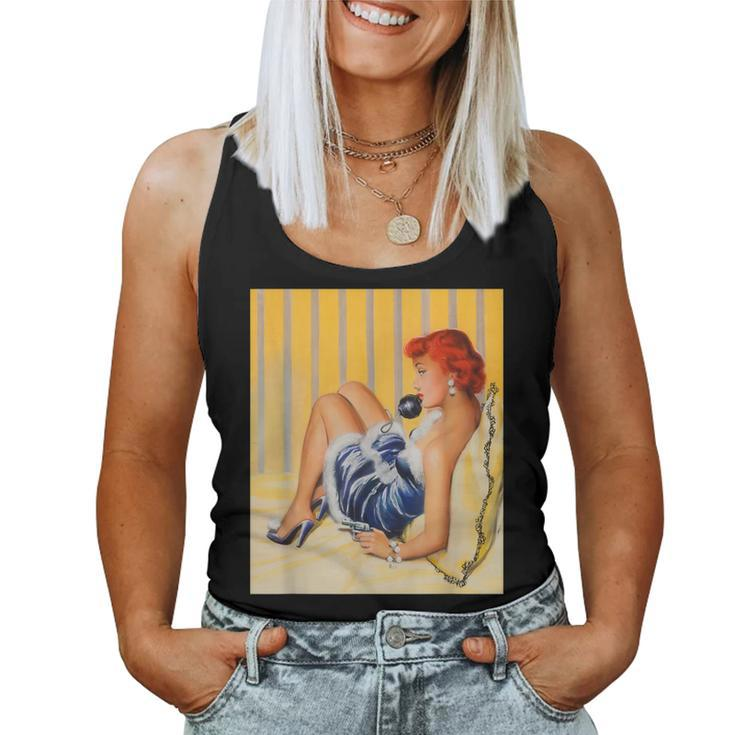Pin Up Hot Girl Redhead Ginger In Heels-Vintage Pinup Girl Women Tank Top