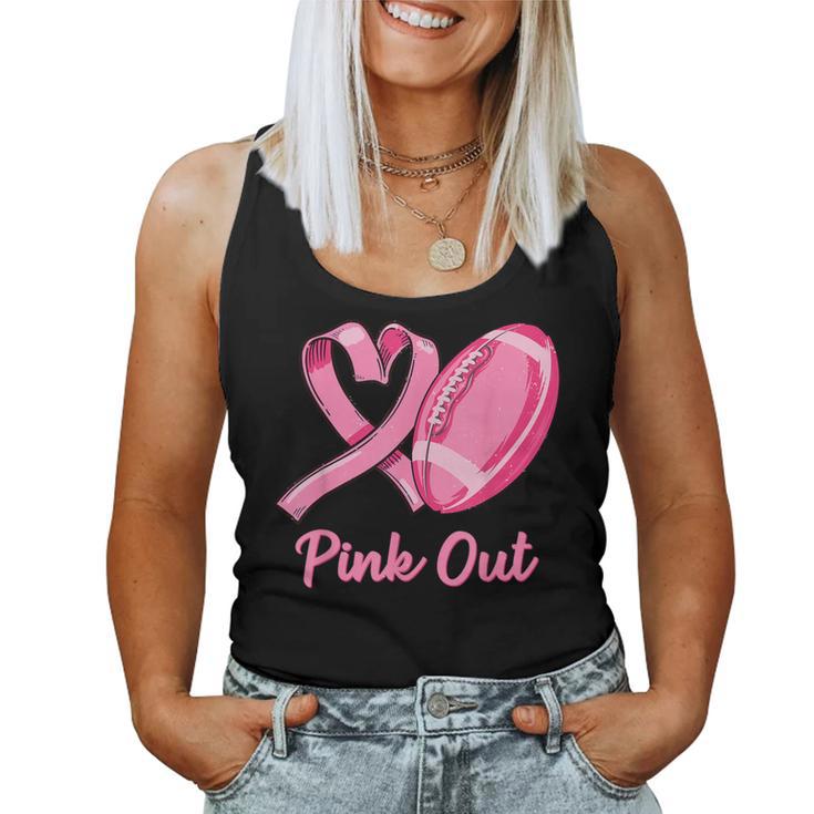 Pink Out Breast Cancer Awareness Bleached Football Mom Girls Women Tank Top