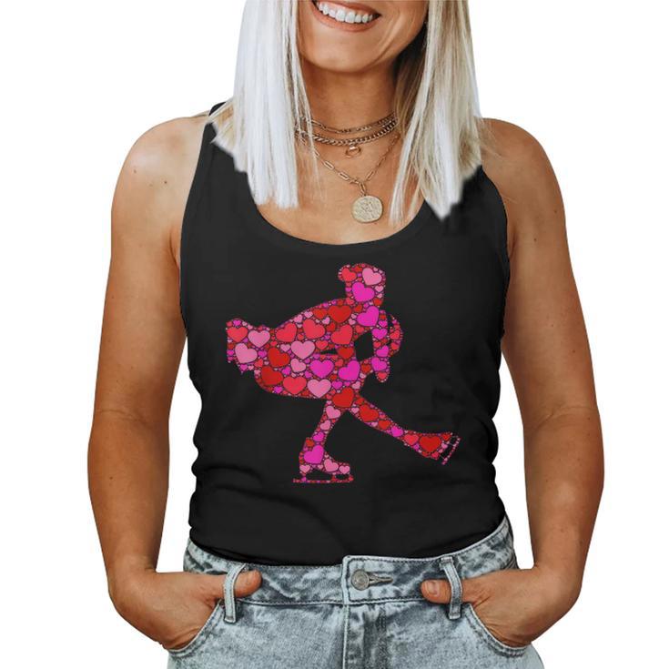 Pink Red Heart Valentines Day Girls Figure Skating Women Tank Top