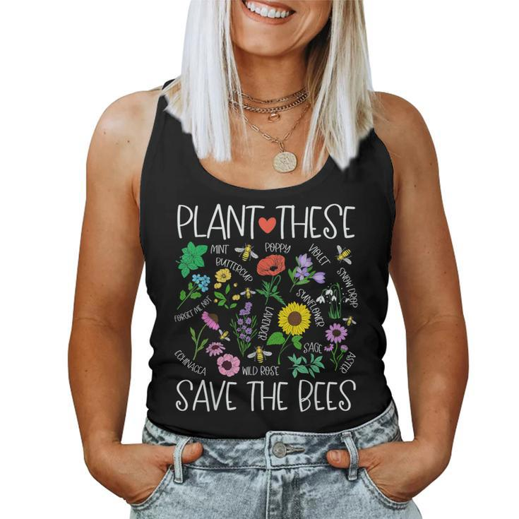 Plant These Save Bees Wildflower Earth Day Support Bee Lover Women Tank Top