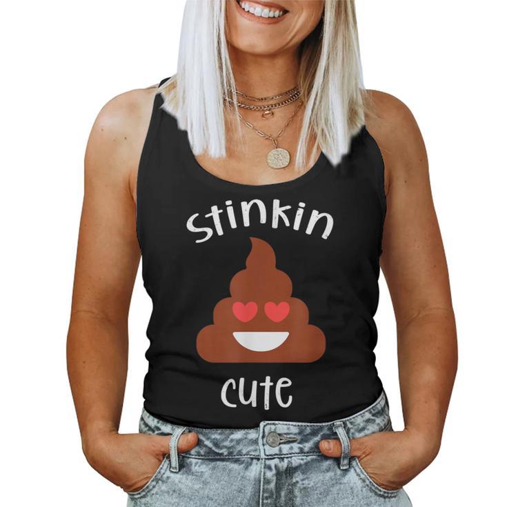 Poop Emoticon Stinkin Cute Valentine's Day Girls Vintage Women Tank Top