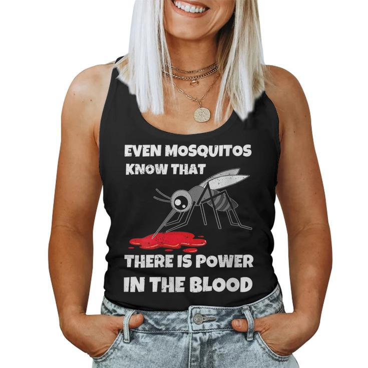 Power In The Blood Mosquito Religion Pun Christian Women Tank Top