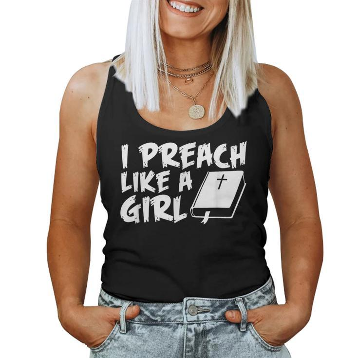 I Preach Like A Girl Pastors Pride Clothing Women Tank Top