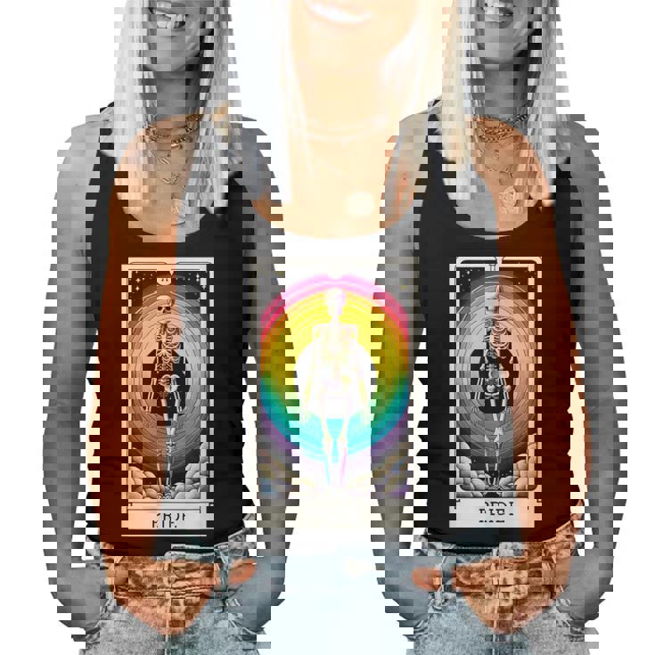 Pride Rainbow Tarot Card Skeleton Women Tank Top