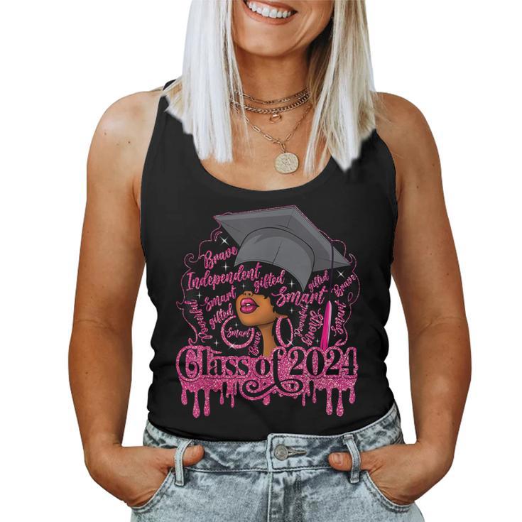 Proud Afro Black Girl Woman Graduation Class Of 2024 Women Tank Top