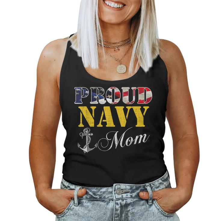 Proud Navy Mom With American Flag For Veteran Day Women Tank Top