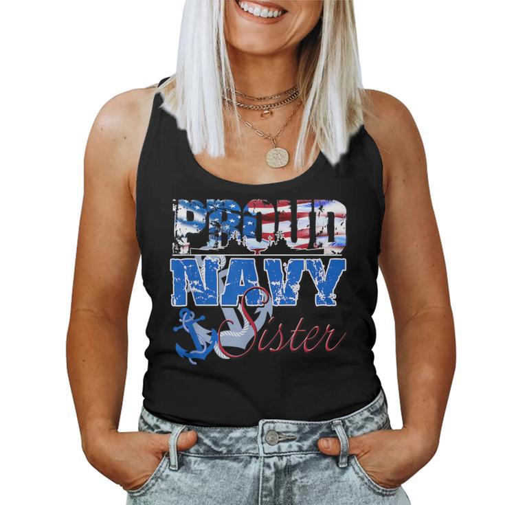 Proud Navy Sister Patriotic Sailor Siblings Day Women Tank Top