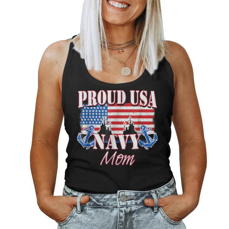Proud Usa Navy Mom Patriotic Service Women Tank Top